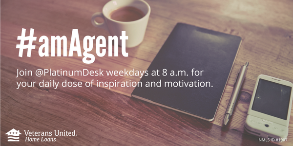 veteransunited's tweet photo. Real estate agents! Stay ahead of the curve by adding #amAgent by @PlatinumDesk to your morning routine. http://t.co/v7wZrhHB3f
