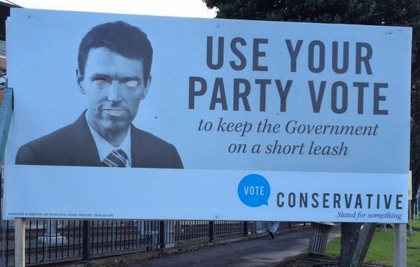 Not_JohnKeyPM's tweet image. "Decorated" election posters. 
#nzpol