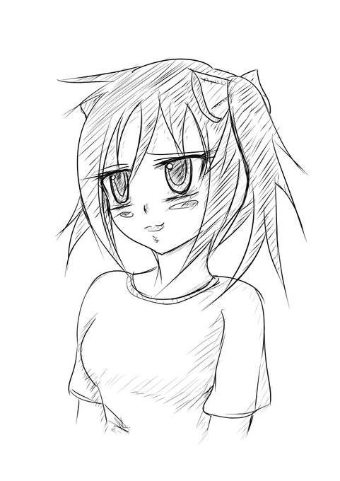 朝の落書きツインテもこっち 