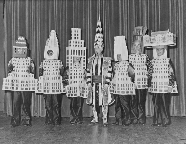 unilibrary's tweet photo. Famous architects dressed up as the buildings they designed at a costume party in 1931. http://t.co/Nn6v3LNq8t http://t.co/4shpQjtaHK