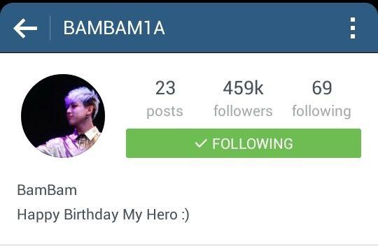 " [IG] Bam Bams Instagram bio update: 
"Happy Birthday My Hero:)"

:: Today is G-Dragons birthday 