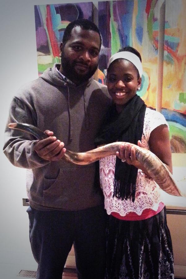 LifeWithLaurenC's tweet photo. My honey @UsherInHisGlory and I on Saturday at a friend's house with her shofar! She can blow it too! #IsraelFriends http://t.co/Wp6Oj6N3YJ