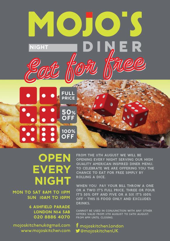 You could eat for free! 6pm until closing every night this week! <a href="/PetSpyrou/">Pet Spyrou</a> @henjaminbendy <a href="/FoodiesEnfield/">Foodies Enfield</a>