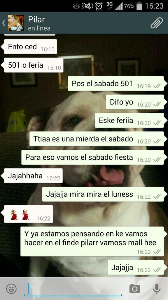 kass3jorge's tweet photo. Vallaaa conversación en pleno luness #SomosUnicas @PilarMSL http://t.co/ekINXbT8V7