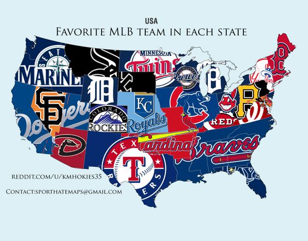 The Most Popular MLB Team by US County, State