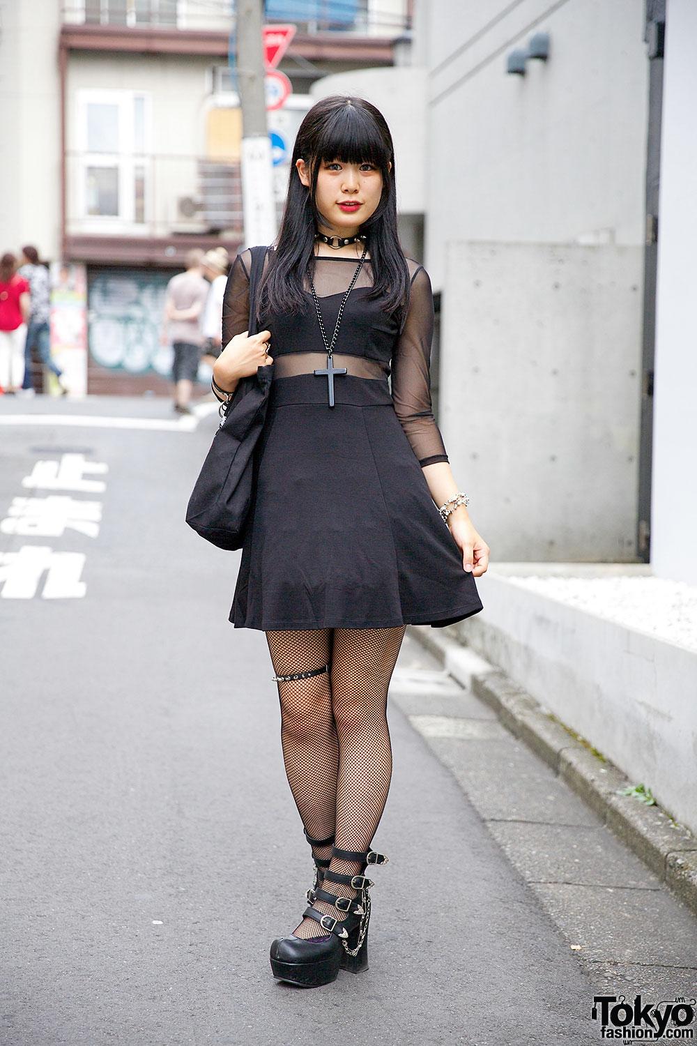 Black dress and fishnets hotsell