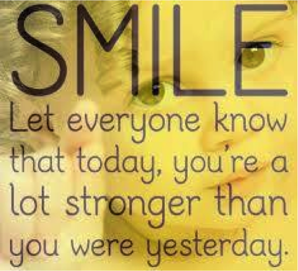 CushingsConnect's tweet photo. "Smile. Let everyone know that today, you're a lot stronger than you were yesterday." - Anonymous http://t.co/j4k6elyf2T