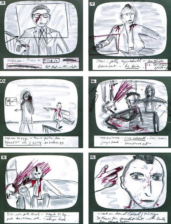 Martin Scorsese'nin Taxi Driver için kendi eliyle çizdiği storyboard'dan bir bölüm