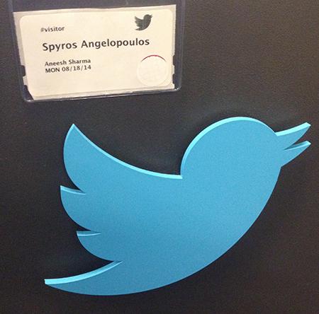 angelopoulos's tweet photo. Invited at @twitter HQ by @aneeshs and @Stammy for talks on Data Science. Some really awesome stuff take place here http://t.co/lL2bol8iaa