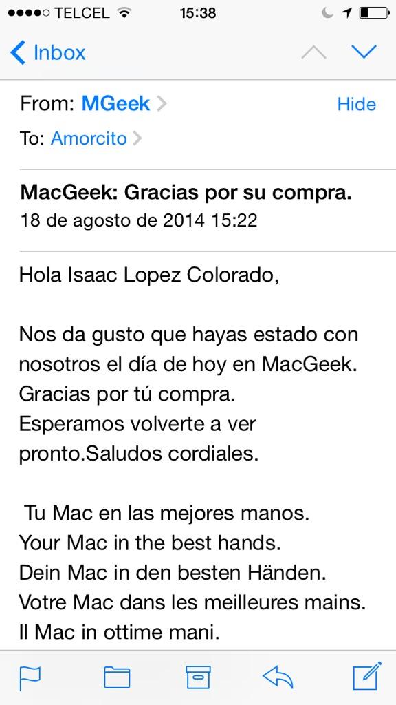 isaaclcolorado's tweet image. Soy feliz con mi nuevo cargador y el correo que me mandó #MacGeek