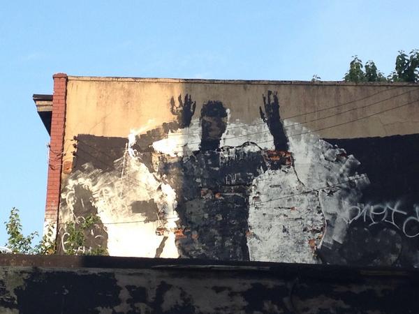 justin_fenton's tweet image. "Hands Up" street art in East Baltimore - Preston St h/t @cwellssun @BaltoSpectator