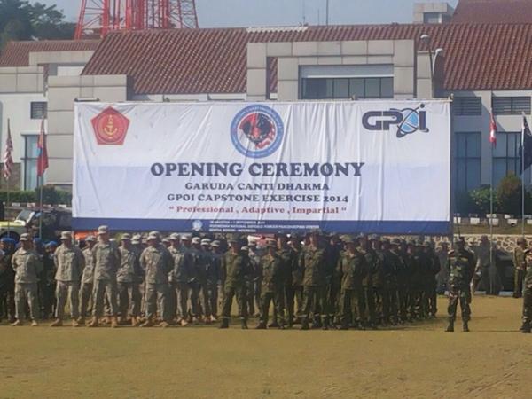 infantry's tweet photo. “@GeneralMoeldoko: Pembukaan Global Peace Operation Innitiative (GPOI) Capstone trainning di IPSC Sentul Bogor (19/8) http://t.co/2ZYzRTOJnc