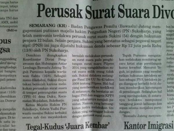 limyarto's tweet photo. Anggota KPPS yg Ngrusak 34 Surat Suara Prabowo Pingsan krn Divonis 12bulan Penjara &amp; denda 12juta. @bang_dw @artbyri http://t.co/5s1QJEvb9c