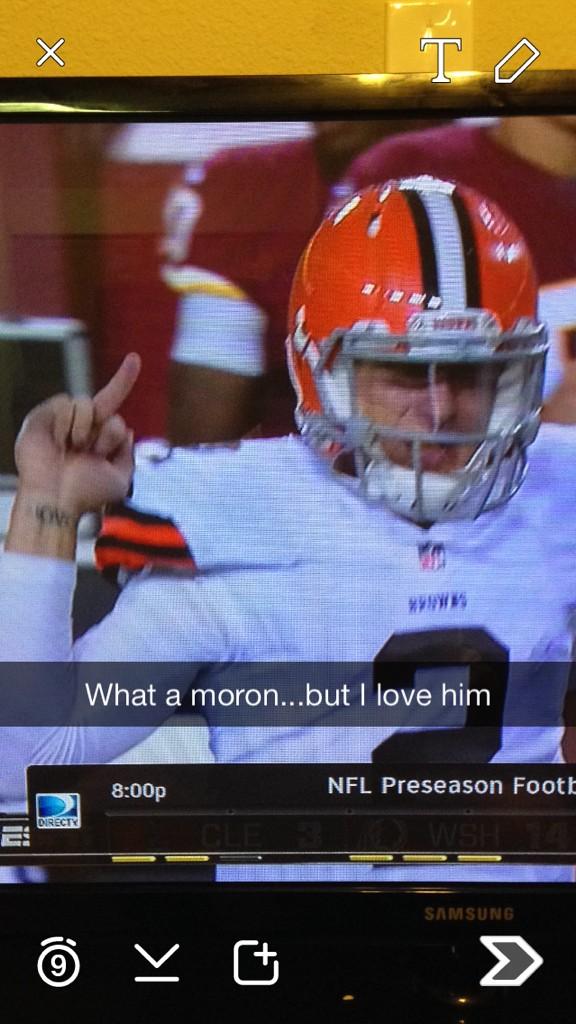 BaseballRef's tweet photo. Johnny Manziel talking to his haters. #JohnnyFootball http://t.co/WcjsjxiNZB