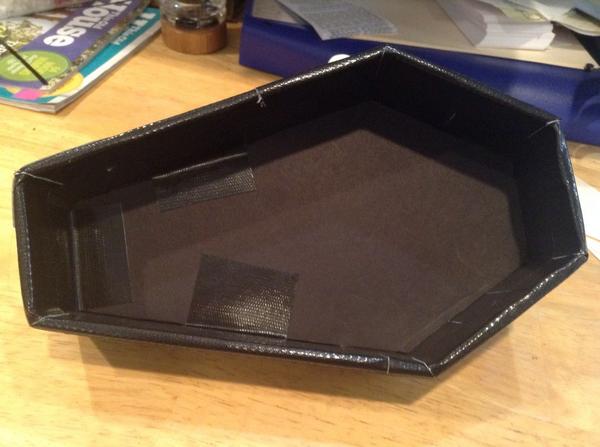 DeeplyDapper's tweet image. Making a coffin out of duct tape for our Vampire Repellent soap. Because our job is strange and awesome. #geeksoap