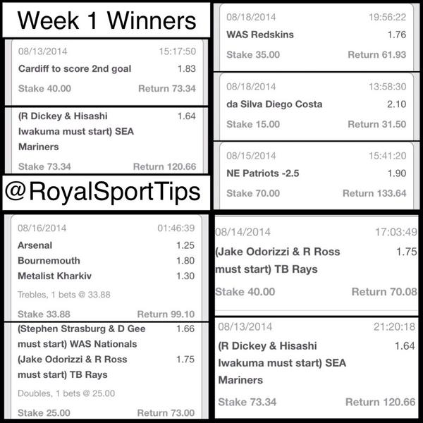 RoyalSportTips's tweet image. Week 1 Winners