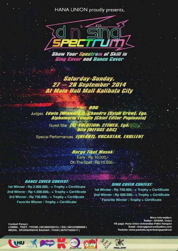 <a href="/GLORYPINK_DC/">NEED MEMBER</a> [EVENT] DN'SING SPECTRUM 2014. Kpop Dance and Sing Cover Competition, Open Bazaar? Check Fav. :)