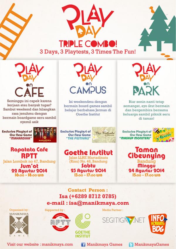 PlayDay Triple Combo! 3 hari main board game plus cobain 3 game baru kami! manikmaya.com/blog/playday-t…