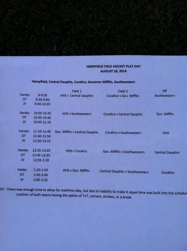 “<a href="/CDFHJV/">Retired CDFHJV</a>: Schedule for today's play day at <a href="/hempfieldfh/">Hempfield FH</a> ” thank you!! :)
