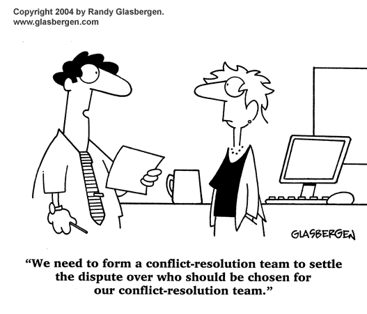 ConflictSkills's tweet photo. Death by Conflict Resolution Team - pic by Randy Glasbergen #JustGetOnWithIt http://t.co/Btote896ff