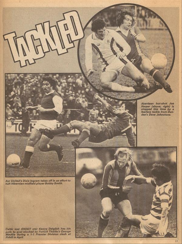 ScotsFootyCards's tweet photo. Tackled #DixieIngram #AyrUtd #DaveJohnson #Dundee #GeorgeMacKie #PartickThistle #Shoot! 1977-07-02 http://t.co/Jxyyip8Jdc