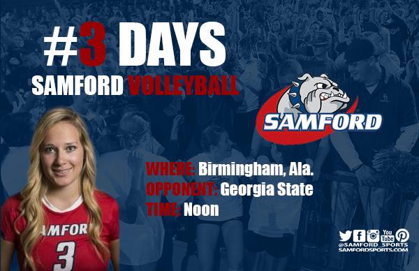 SamfordVB's tweet photo. 3 Days until Samford Volleyball and Senior Selina Schirmer @SS_SUVB_3 return to Pete Hanna! #RuffEm #ALLIN120 http://t.co/TeHH5BNnk4