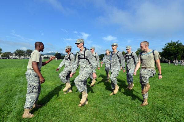 VMI1839's tweet photo. Cadre instructing new cadets on the parade ground. #VMI18 #ratyear #2015plus3 http://t.co/6RjQnJgbuv