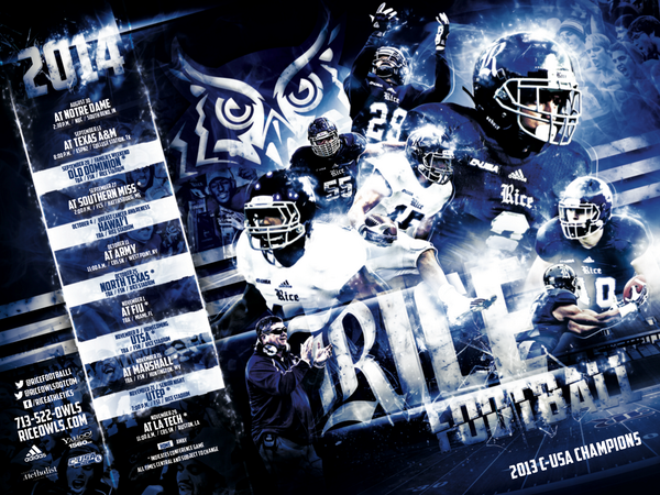 RiceFootball's tweet image. MT Owl fans, we need you @SportPosterSwag:  #PosterSwag Social Vote: RETWEET this to vote for @RiceFootball1