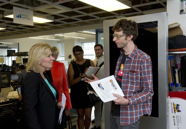 hiBandwagon's tweet photo. 'So great!' @SenGillibrand digs Bandwagon on her tour of @UrbanFutureLab in support of the #TRANSFERAct #ridesharing http://t.co/ACzlF1PDbB