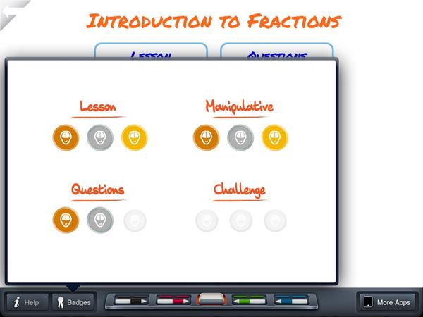 mrsrosman's tweet photo. #hccmaths brainscape Fractions is a very cool app. I worked on introduction to fractions and these are my badges. http://t.co/bQzkb6nsXm