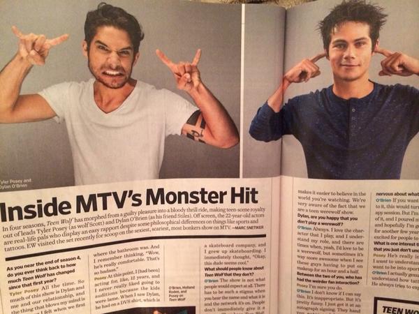MTVteenwolf's tweet photo. Opened my @EW mag to find these two cuties!! http://t.co/EWpDUmRHAJ