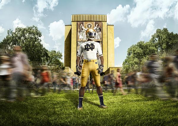 thinkalter's tweet photo. Alter teamed up with Under Armour for an amazing project to reveal Notre Dame’s new uniforms! #alter #thinkalter http://t.co/X4Yhtsbwki