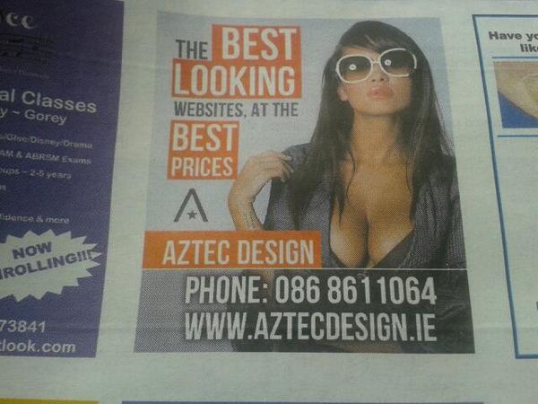 P_Rowley's tweet image. Sexist much, #AztecDesign? Seen in freesheet #TheChronicle.