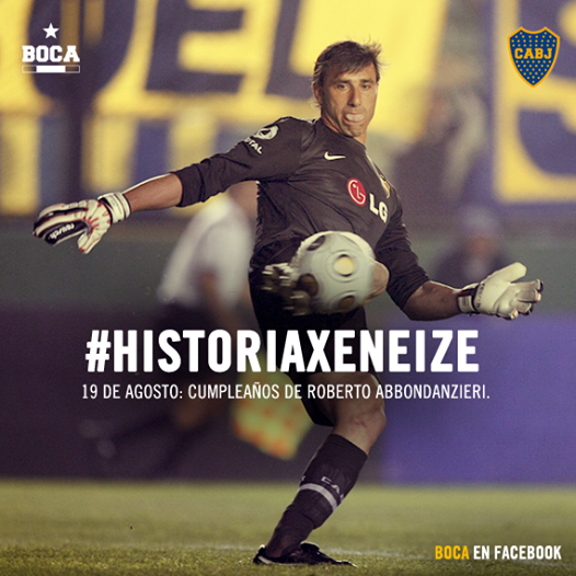 BocaJrsOficial's tweet photo. El 19 de agosto de 1972, en Santa Fe, nació Roberto Abbondanzieri, uno de los arqueros más ganadores de #Boca. http://t.co/wZ1CzpGfww