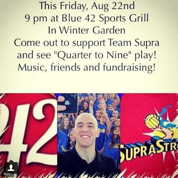 manuezulu's tweet photo. Hey #TeamSupra don't forget about this #SupraEvent on August 22nd! Loads of fun for a #SupraCause โค๏ธ๐๐ #SupraStrong http://t.co/Nwe45E7XSZ