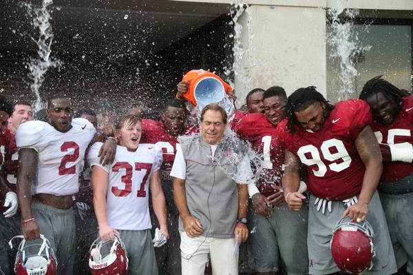 jonbell1891's tweet photo. “@AlabamaFTBL: #ALSIceBucketChallenge complete! http://t.co/GEGdo3W5kl” Also practicing for the end of January's game!!