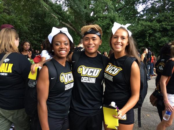VCUGear's tweet image. We love our @vcucheer leaders!! #VCUWelcomeWeek2k14