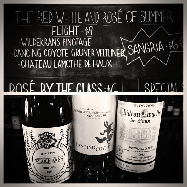 SunfishCellars's tweet photo. Tryin to beat the heat w/ red,white,&amp;rosé of summer flight! @DC_Wines @wildekrans #chateaulamothe http://t.co/sHaDQXAUc1