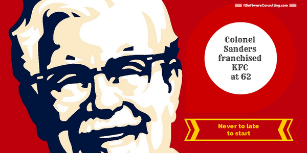 SoftwareAnswers's tweet photo. Colonel Sanders franchised KFC at 62. It's never to late to start! 

#SoftwareAnswers
#SmallBusiness
#BusinessPlan http://t.co/j8KYnjWrQI