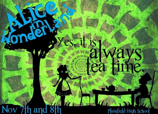 PHSAlice's tweet photo. It's always tea time in Wonderland! #phs #plainfieldhigh #aliceinwonderland #alice #madhatter http://t.co/KylbMYo0G7