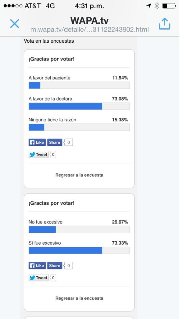 pollomaldonado's tweet photo. El #TeamDoctora va ganando por amplio margen en encuesta de @WapaTV http://t.co/hTeIl5v32Y