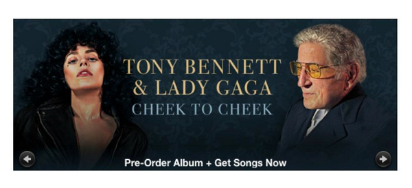 ladygaga's tweet photo. PRE-ORDER Tony Bennett &amp; Lady Gaga "Cheek To Cheek" and get 2 SONGS immediately: http://t.co/zu4nMBljXq ! http://t.co/XLbqpiXUXX