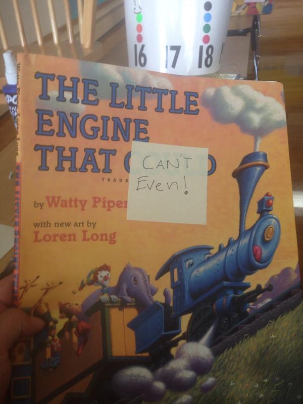 MaryMary2x4's tweet photo. Look at the book my mom has in her classroom ! @Chey_Kenzie #thelittleengine #canteven http://t.co/xsH0VhcTdS