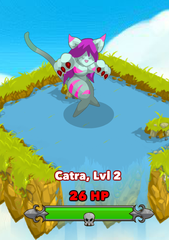 The monster above this text is "Catra" from "Clicker Heroes&...