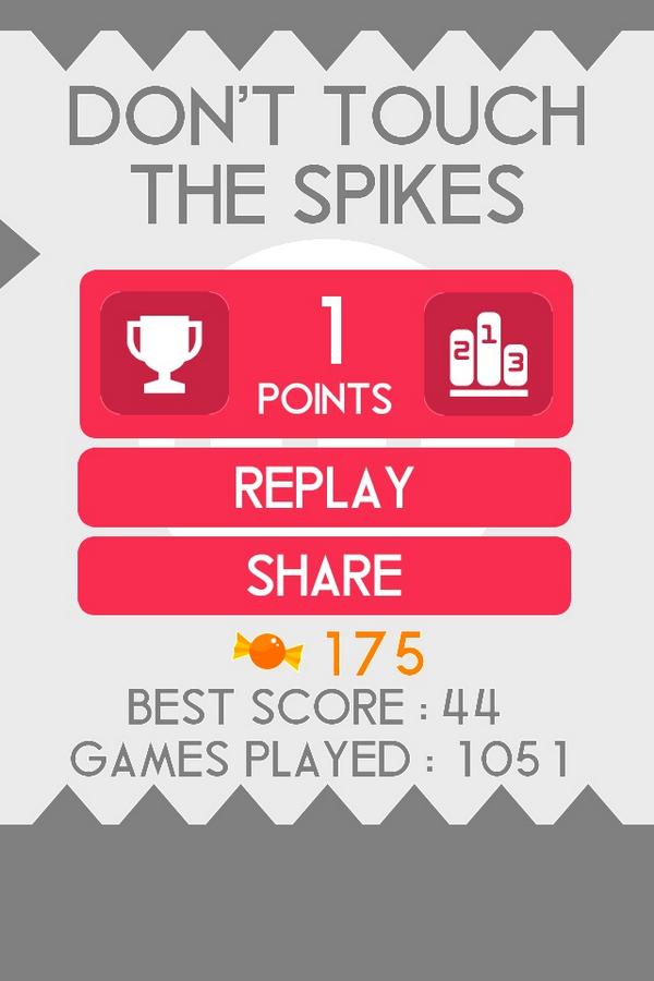 OMG! I got 1 points in Don't Touch The Spikes <a href="/spikesgame/">Don'tTouchTheSpikes</a> uggtftfitunes.apple.com/app/id895942435