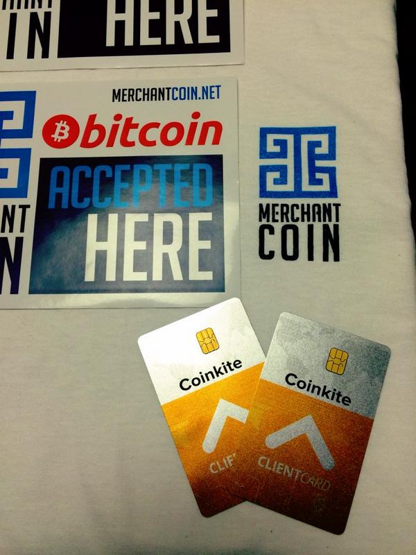 MainstreamBTC's tweet photo. I picked up a couple @Coinkite #clientcards tonight!  And I will be spreading awareness with new @MerchantCoin swag! http://t.co/zXyO1sGIoD