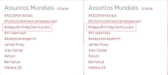 "Happy Birthday Demi Lovato" nos TTs Mundiais! 