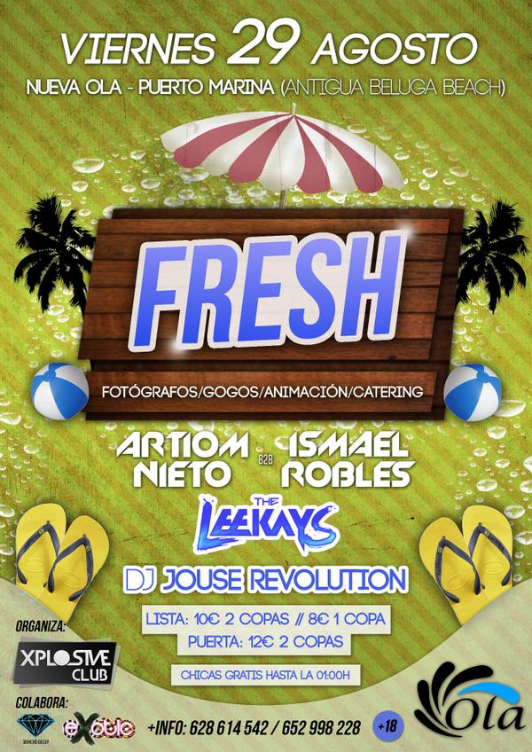 xplosiveparty's tweet photo. PRÓXIMO DÍA 29 DE AGOSTO EN NUEVA OLA-PUERTO MARINA (Antigua Beluga) XPLOSIVE CLUB PRESENTA: FRESH! http://t.co/JdCtiVdB6d