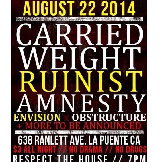 Friday night with <a href="/CarriedWeight/">𝖈𝖆𝖗𝖗𝖎𝖊𝖉 𝖜𝖊𝖎𝖌𝖍𝖙</a> @Ruinist_Band <a href="/OBSTRUCTURE/">OBSTRUCTURE</a> &amp; more. RT!