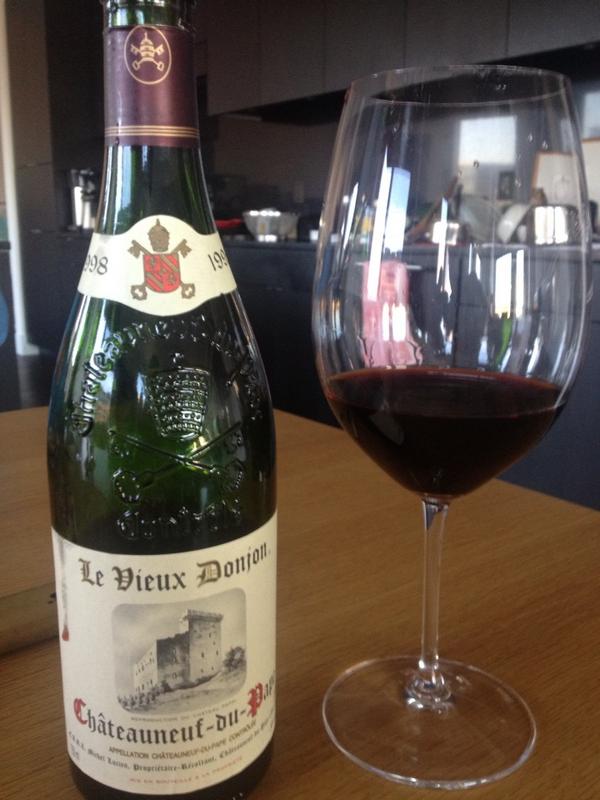1998 Le Vieux Donjon and TJs cheese make for a glorious Tuesday night dinner!
